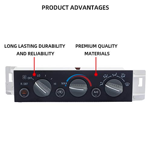Dasbecan 599-006 AC Heater Climate Control Panel Module HVAC w/Rear Window Defogger Switch Compatible with Chevy C1500 C2500 Suburban Tahoe 1996-2000 GMC Yukon XL SL SLE SLT 9378805 16231165