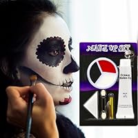Halloween White Face Paint SFX Makeup Kit, White Black Red Face Body Paint, Halloween Makeup Set For Face & Body, Cosplay SFX Makeup Kit for Halloween, Skeleton, Skull, Clown, Vampire