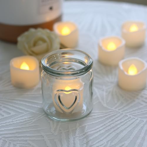 Image of iZAN 6 PCS Flameless LED Tea Lights Candles Battery Operated Fake Flickering Electric Small Votive Candles Tealights for Wedding Party Decorations Home Decor, Cream White Shell, Warm White Glow
