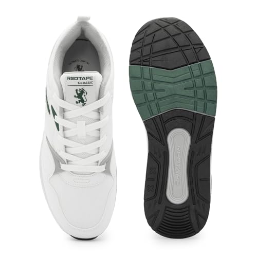 Image of Red Tape Men's Sneakers White Grey Pu Mesh Round Lace-Up