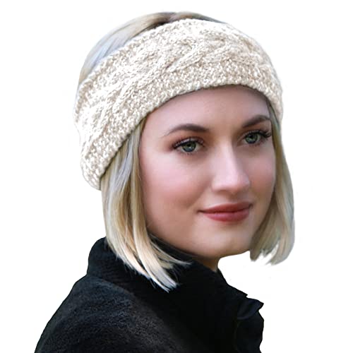 Heavenly Himalayan Head Band - 100% Handmade, Soft Nepal Wool - Support Moms In Ethically Made Business - Thick Extra Wide Winter & Summer Fabric Ear Warmers Headbands For Women - White Head Wrap #TOP10