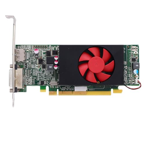 Denash Tarjeta de Video GDDR3 de Perfil bajo de 1 GB de 64 bits para Computadora, Tarjeta Gráfica PCI Express 3.0 X8, Ventilador de Enfriamiento Silencioso, sin Potencia Externa,
