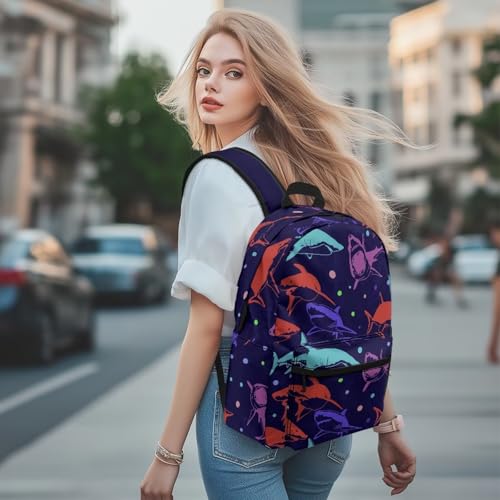 Funny Shark Print Blue Backpack for Boys 8-10 10-12 14-18 Kids Cute Cartoon Animal Print School Bag Large Capacity Bookbag Teen Outdoor Rucksack Summer Camp Backpack3