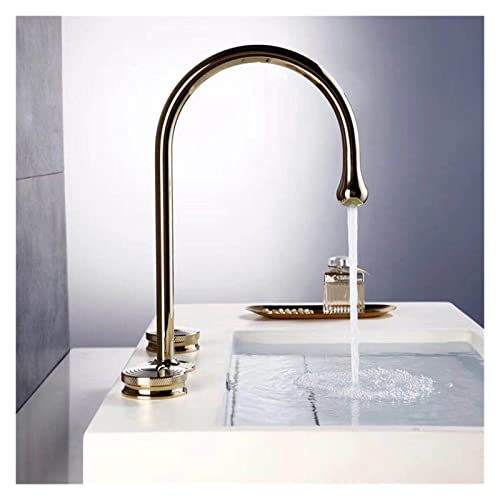 Mitigeur de lavabo 3 trous or rose et noir en laiton chic