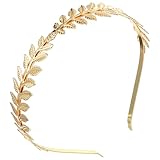 Piriuuo Gold Leaf Headband, Romantic Gold Headpiece, Greek Goddess Accessories for Women Girls Bridesmaid Bride (Golden)