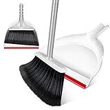 Broom and Dustpan Set - Angle Broom with Handy Clip-on Dustpan , Light Broom with 51” Long...