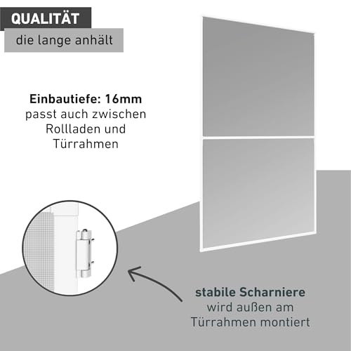 Windhager Tür Insektenschutz BASIC, 100 x 210 cm, Weiß, Aluminium, individuell kürzbar, 04506
