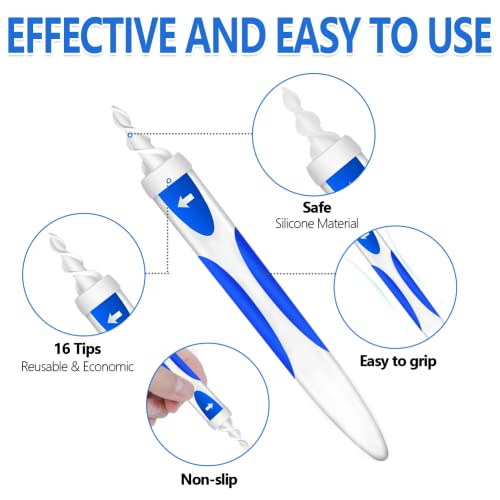 Evnrh Q Grips Earwax Remover, Silicone Ear Wax Removal, Soft Q-Grips Ear Wax Remover, Q Grips Earwax Remover For Adults, Ear Wax Removal Tool With 16 Tips, Reusable Ear Cleaner Earwax Removal Kit #TOP2