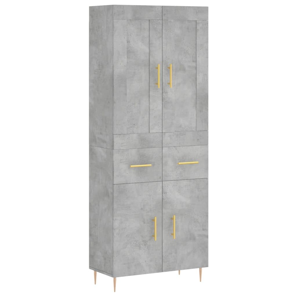 Armadio Highboard grigio cemento, 69,5 x 34 x 180 cm, in legno