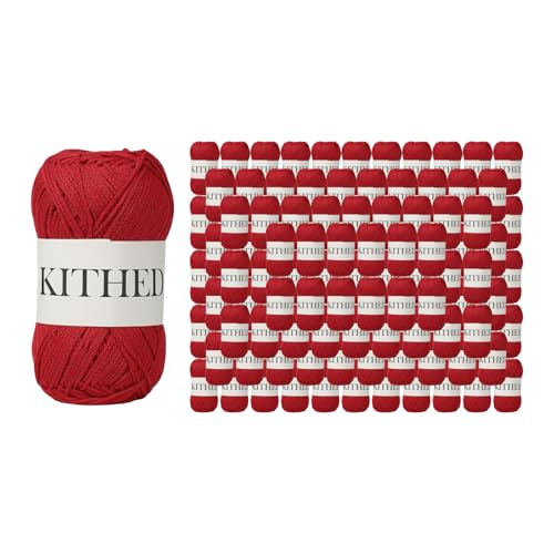 Image of Cotton Chainette Yarn,Value Pack: 135 Skeins (45 Packs x 3) | 3.52oz /100g, 172yds /158m per Skein | Total 475oz ((62) Bright Red-45pack)