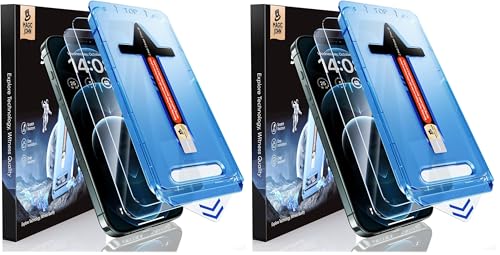 Image of MAGIC JOHN 4 Pack for iPhone 12 Pro Max 6.7 inch Tempered Glass Screen Protector, Auto Dust-Elimination Installation, Bubble Free, HD Clear, Easy Installation