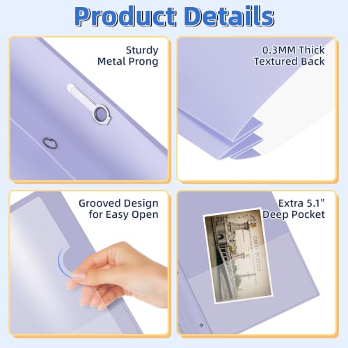 Image of HAUTOCO 5 Pack Report Covers with 3 Prongs, Heavy Duty Clear Front Plastic Presentation Folders, Letter Size 8.5x11 Document Covers for School Office Business, Assorted 5 Colors