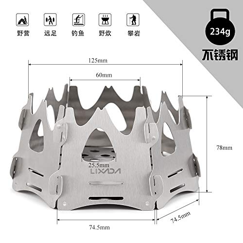 Fogão Externo, Romacci Fogão a lenha de acampamento ao ar livre hexagonal portátil dobrável leve moc
