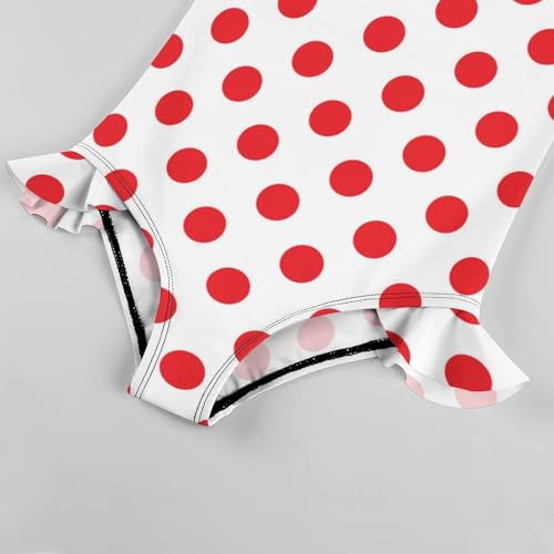 Image of Girls One Piece Swimsuit Polka Dots Ruffles Swimwear Bathing Suits 3-12 Years