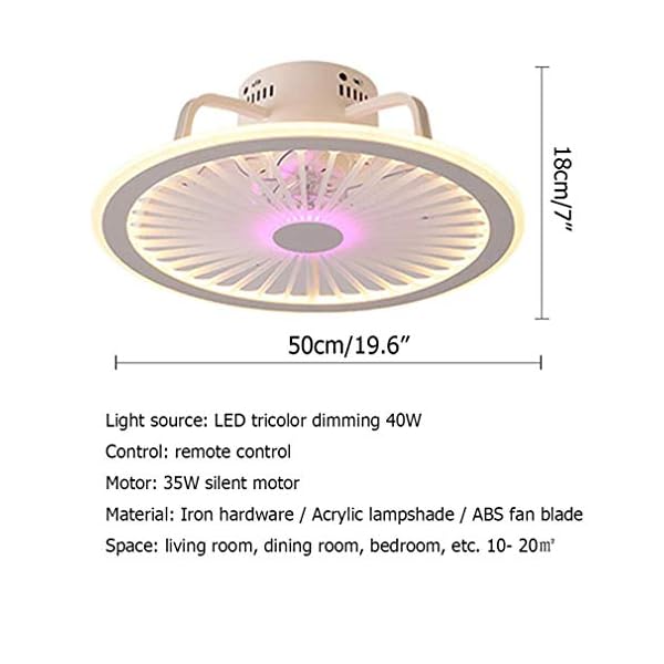 OMGPFR Mute Ceiling Fan with Lighting LED Light App and Remote Control Ultra-thin 18CM Ceiling Lamp Invisible Quiet 40W Dimmable Fans Ceiling Lights for Living Room Bedroom Lighting - Image 7
