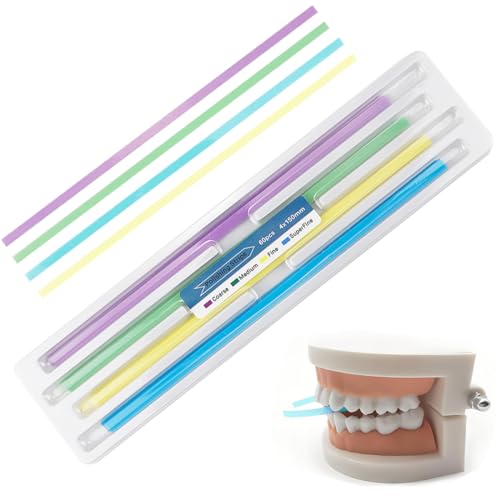 UPIQNG 60Pcs Dental Polishing Strips - Teeth Cleaning Tool - Plastic Teeth Polishing Strips - Abrasive Floss - Fine Grinding - 60 Count