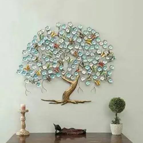 Image of Bharat Art Metal Iron Breeze Butterfly Tree Multicolor Wall Art | Decorative Metal Wall Sculpture for Home Living Room Bedroom Office Hotels Cafe | (44 x 2 x 37 Inch) WD027 (B)