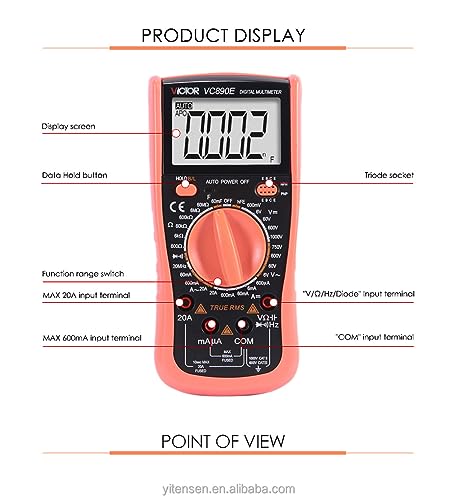 Image of Victor /RuoShui VC890E 5999 Counts True RMS Digital Smart Multimeter Measure Capacitance Resistance AC /DCurrent Voltage.Meter(Victor VC890E)