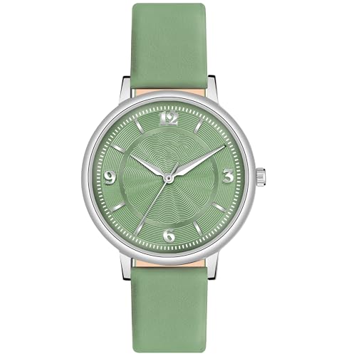Image of Acnos 6 Colors Dial Leather Strap Quartz Analog Watch for Women - Classic & Stylish
