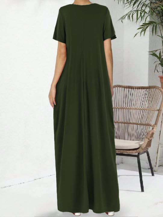 Image of Nimsruc Women Summer Long Dress Casual Sexy Short Sleeve Loose Maxi Dresses for Women 2025