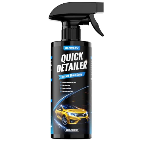 GLORAPY Car Quick Detailer Spray, Wipe-Off Car Detailing Spray for Light Dust, Fingerprints & Pollen, Enhances Gloss & Color Depth, Streak-Free Finish for Paint, Glass & Trim Waterless Car Wash