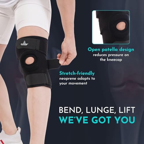 Image of CUREWRAP Adjustable NEOPRENE KNEE SUPPORT PACK OF 2 for Men & Women XXXL SIZE /Plus Size /3XL Size (22 inch 29.2 inch) | Breathable Knee Brace for Gym running badminton Sports | 10 INCH Long brace for extra support | Knee Cap Support Brace Guard Compression Sleeve for Pain Relief, Joint Stability, Injury Recovery & Arthritis