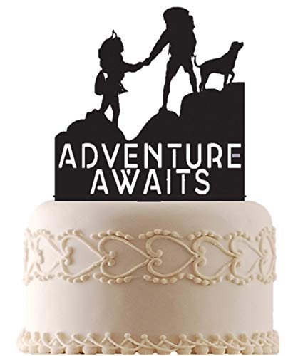 Adventure Awaits, Love at First Hike, Wedding Cake Topper, Hiking Couple, Wedding Decor, Anniversary, Mountain Climbers, Keepsake