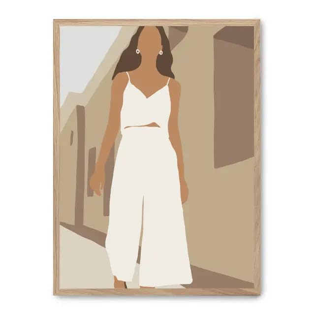 Cuadro summer vibes FASE5 avec cadre en bois élégant et design graphique ensoleillé