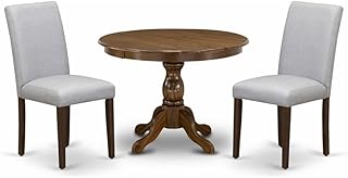East West Furniture Hartland 3-Piece Wood Dining Set in Walnut/Gray
