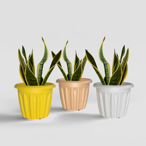 Image of YUCCABE ITALIA SHERA Floot 12 Inch Plastic Flower Pot 3 Piece Set of Round Shape Planter for Home Garden Seedling Planter for pots (Multicolor)