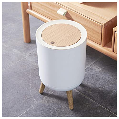 Tapa pequeña de madera para cubo de basura redondo de dormitorio 7
