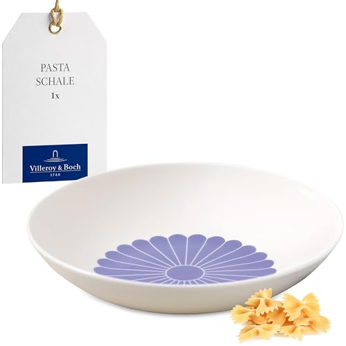 Villeroy & Boch - Fleur bleu Pastaschale blau, Spülmaschinenfest, Mikrowellensicher, Schale für Pasta, Nudeln, Bowls und Salate, Tiefer Pasta Teller, Pastateller, Essteller, Premium Porzellan