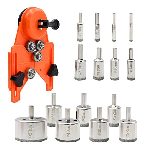 Diamond Drill Bits, 15pcs Diamond Hole Saw(1/4"-2") with Adjustable Hole Saw Guide Jig Fixture, Tile Hole Saw Set for Ceramic, Glass, Porcelain, Marble