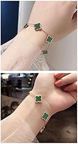 LINYIN Fashion Four-Leaf Clover Five-Flower Bracelet Female Clover Peacock White Fritillary 18k Rose Gold Bracelet Black