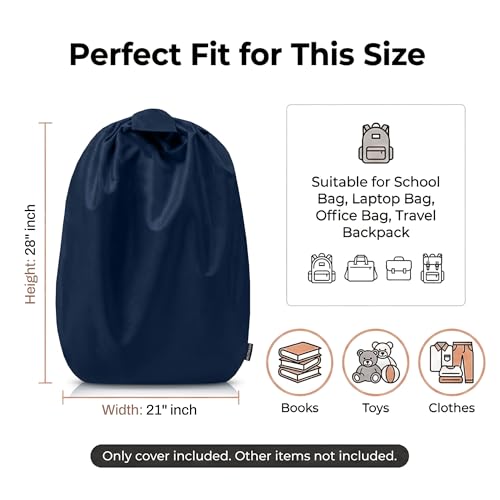 Image of MUTMAIN Full Bag Cover Waterproof rain Cover for Backpack 20L to 50L with Storage Pouch, Drawstring Bag Design, All Side Covered Bags for School, Laptop, Travel and Camera with Shoulder Strap (Nblue)