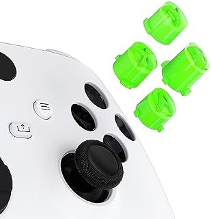eXtremeRate Wymiana Custom ABXY Action Buttons dla Xbox Series X & S Controller, Three-Tone Czarny & Przezroczysty z Klasyczna Szarość Klasycznymi Symbolami Klawisze A B X Y dla Xbox One S/X, Elite V1/V2 Controller