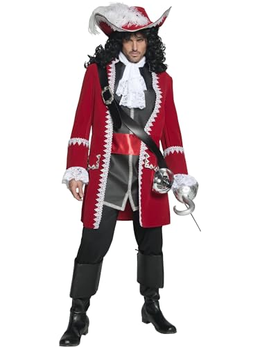 Smiffys Costume de capitaine pirate authentique, avec veste, pantalon, haut avec ceinture intégrée et cravate