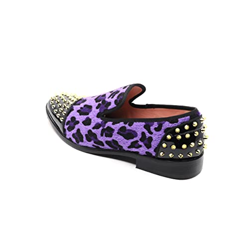 Men's Fashion Leopard Print Smoking Spike Dress Loafers Slip On Shoes SM-593