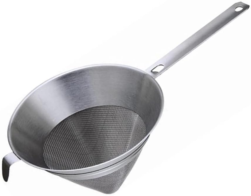 Fryer Basket Round Drainer with Handle Cone Skimmer Spoon Stainless Steel Colander Skimmer Frying Basket Suitable for Everyday French Fries Chicken Wings Meat Spider Strainer