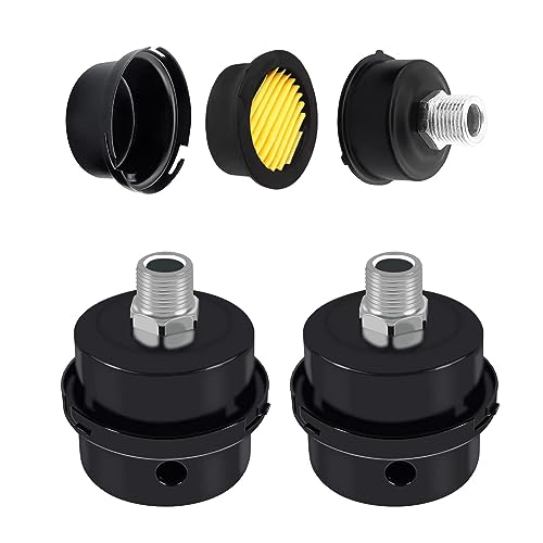 2 Stück Kompressor Schalldämpfer Filter, 3/8' 16mm Gewinde Schwarz Metall Ansaugfilter für Luftkompressor