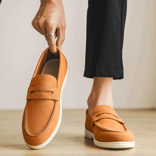 Mens Suede Loafers, Slip-On Moccasins Suede Dress Shoes, Casual Men's Driving Moccasins Penny Loafers Slip On Shoes2
