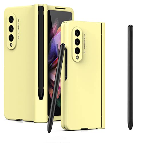 Funda para Samsung Z Fold 3 con Lápiz Táctil y Cristal Frontal Amarillo