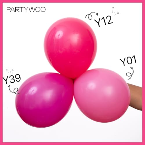 Image of PartyWoo Hot Pink Balloons 100pcs 12 Inch Magenta Fuchsia Balloons for Baby Shower Gender Reveal Engagement Bachelorette Wedding Bridal Shower Anniversary Birthday Party Decorations Pink-Y12