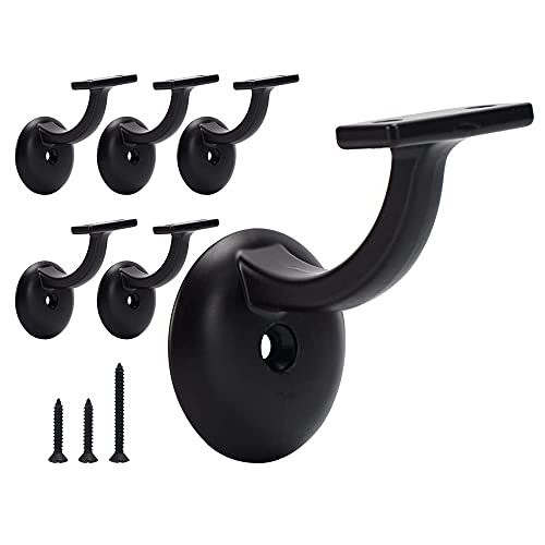 Home Master Hardware Hand Rail Bracket Heavy Duty Hardware For Stairways, Home Or Office Stair Support Handrail Brackets Matte Black 6 Pack #TOP5
