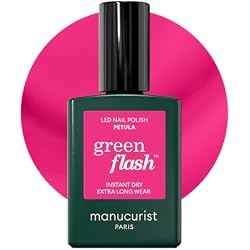 Manucurist Green Flash Pétula Deep Pink LED Gel Nail Polish | LED Gel Polish & Semi-Permanent Nail Varnish, UV Nail Lamp - 12-Free, Bio-Sourced, Vegan, Made in France, 0.5 fl oz