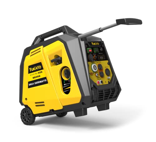 YUKATO インバーター発電機 BS35iE 定格出力3.2kVA 正弦波 防音型 高出力 ガソリン発電機 家庭用 キャスター付き 並列運転 セルスターター機能 リコイル式起動 キャンプ DIY キッチンカー 移動販売 イベント 建設作業 防災 備蓄