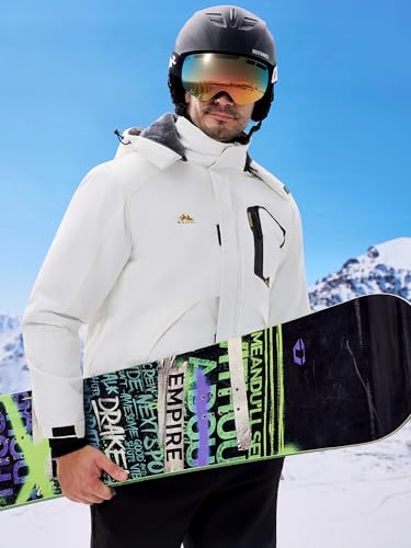 Image of WULFUL Men's Ski Jackets Warm Winter Snow Windbreaker Resistant Snowboard Fleece Coat Mountain Waterproof Parka with Hood