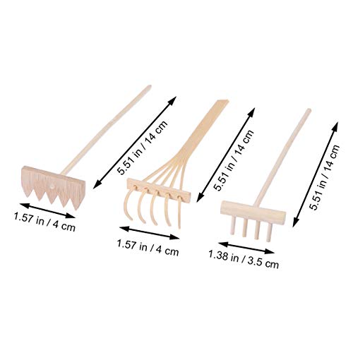 3 Pcs Mini Ferramenta de Jardim Zen de Bambu Ancinho Areia Rocha Mini Caixa de Areia de Mesa Acessór