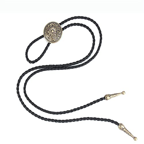 Bolo Tie For Women Men Gold Flower Cowboy Necklace Rodeo Leather Necktie Bolo Western Necklace Cowboy Bolo Tie #TOP7
