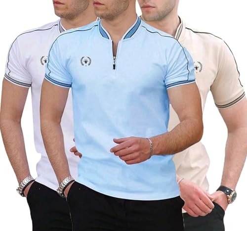 Image of Men's Solid Cotton Rich Polo T Shirt | Collar Tshirts | Half Sleeves | Plain-Regular Fit (Available in Plus Size and Combo Pack of 2)